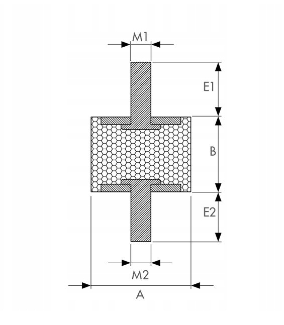 Wibroizolator walcowy 20mmx15mm M6x15mm - obrazek 3