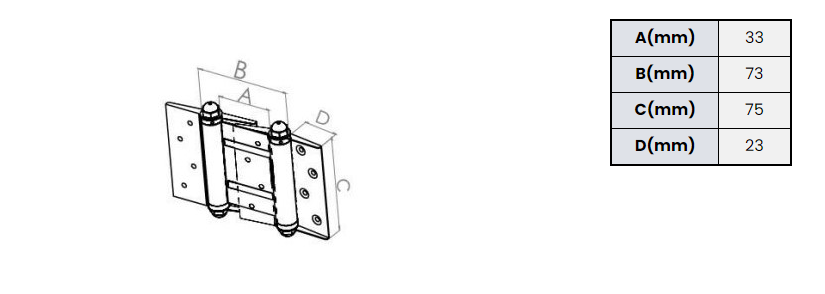 Zawias sprężynowy wahadłowy barowy 119x75mm ocynk - obrazek 2