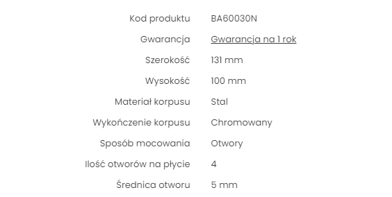 Zawias sprężynowy wahadłowy barowy 131x100mm chrom - obrazek 3