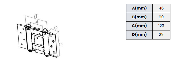 Zawias sprężynowy wahadłowy barowy 148x123mm chrom - obrazek 2