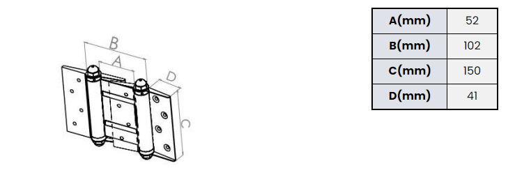 Zawias sprężynowy wahadłowy barowy 184x150mm chrom - obrazek 2