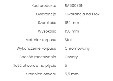 Zawias sprężynowy wahadłowy barowy 184x150mm chrom - obrazek 3