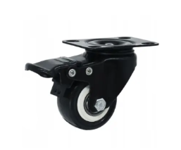 Koło skrętne PVC 50mm do 40 kg płyta hamulec czarny bieżnik